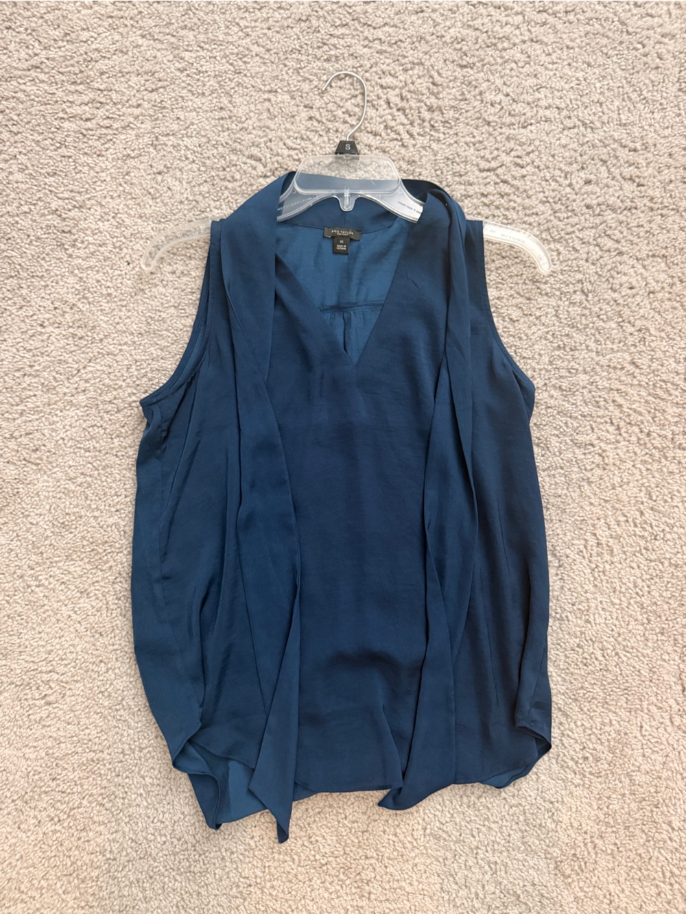 Ann Taylor Navy Blue Sleeveless Tie-Front Blouse